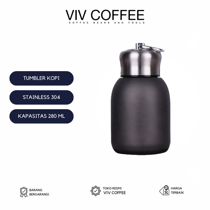 Promo Tumbler Kopi Stainless 280Ml Termos Air Mini Hitam