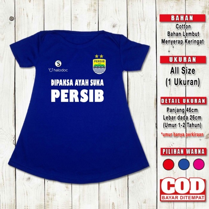 Dress Anak Perempuan DIPAKSA PAPI SUKA PERSIB Baju Bola Bayi Cewek