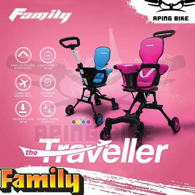 Terbaru Stroller Family Fs-Trv Dorongan Bayi Lipat Roda 4 Alat Bantu Anak