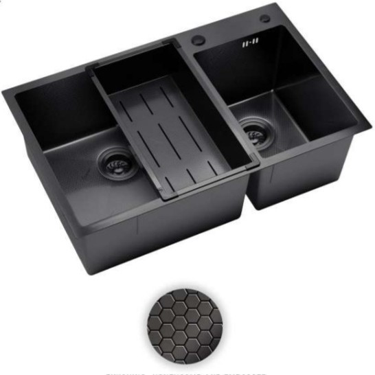 Kitchen Sink Lavenia LS 2280 NNBK Honeycomb Embossed / Kitchen Sink Stainless 304 Lavenia / Bak Cuci