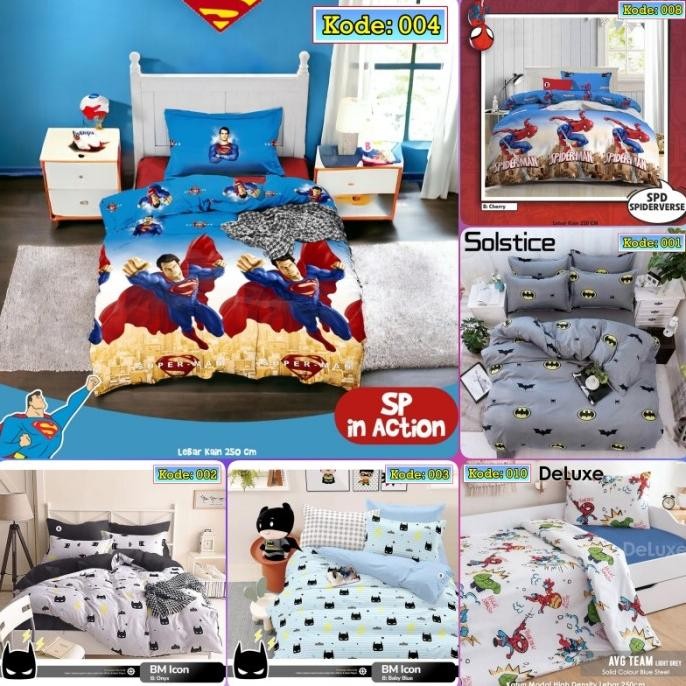 Promo Kain Bahan Sprei Meteran Katun CVC Motif Karakter Spiderman dan Batman