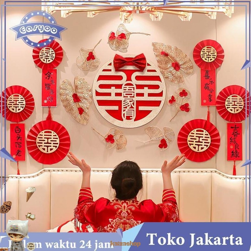 Backdrop Suang Xi Sangjit Backdrop Dekorasi Wedding Untuk Pernikahan Chinese Cod