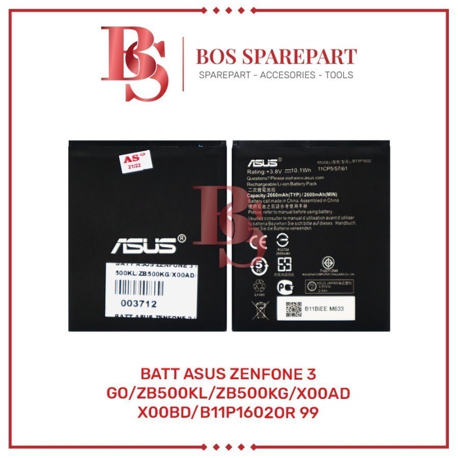 BATERAI ASUS ZENFONE 3 GO / ZB500KL / ZB500KG / X00AD/X00BD  B11P1602