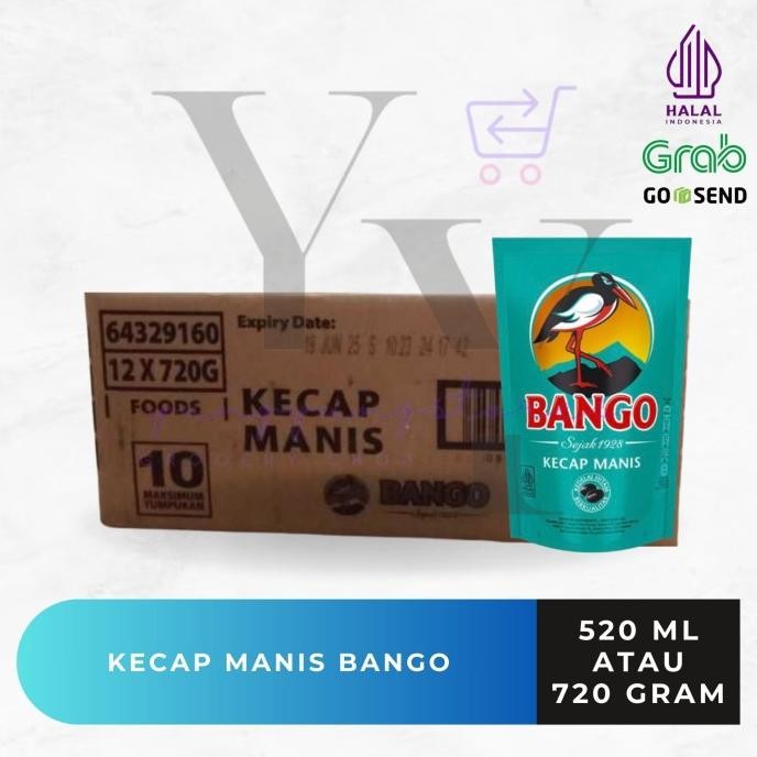 

1 dus isi 12 bungkus kecap manis bango refill 520 ml / 720 gram termurah