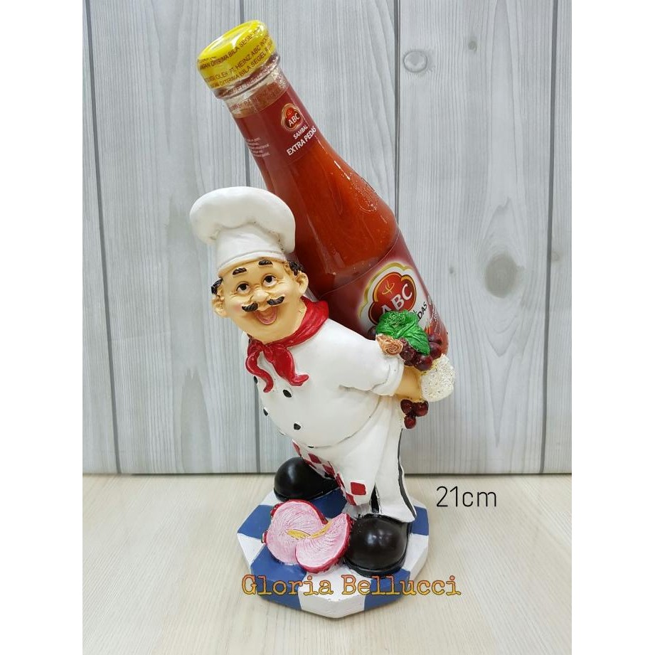 

patung pajangan koki chef tempat botol saos kecap termurah
