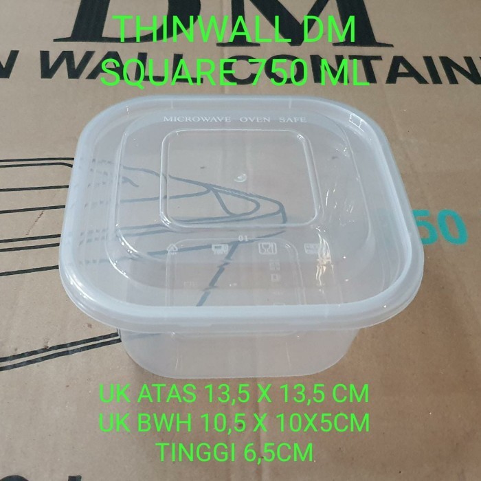 TERLARIS TERMURAH KOTAK MAKANAN/THINWALL SQUARE DM 750ML/750 ML