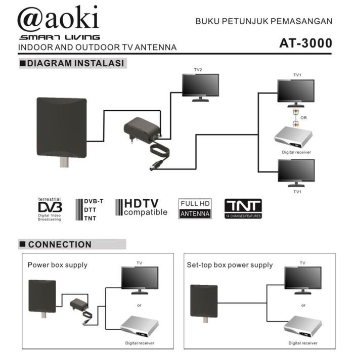 Antena Tv Digital Aoki At-3000 - Antena Tv Outdoor - Indoor - Antena Tv Aoki At 3000 Digital Luar &
