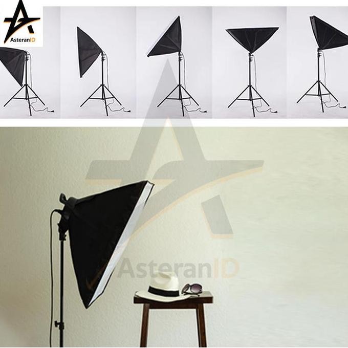 SOFTBOX LIGHTING SOFTBOX 4 SOCKET E27 LIGHTING STUDIO + STAND LAMP LAMPU