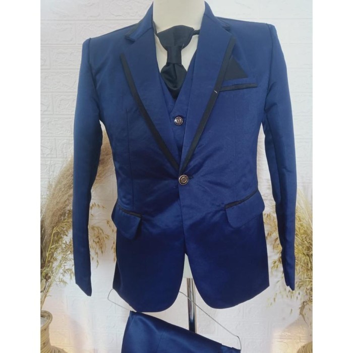 ORIGINAL JAS PENGANTIN PRIA MODEL RESMI NAVY LIS HITAM