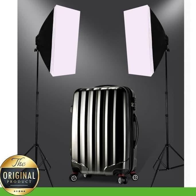 LAMPU STUDIO SOFTBOX 4 SOCKET 60X90 TRIPOD STAND 2M PAKET FOTO PHOTO