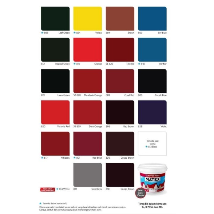 CAT GENTENG MATEX NIPPON PAINT 2,5 LITER (WARNA READY) New