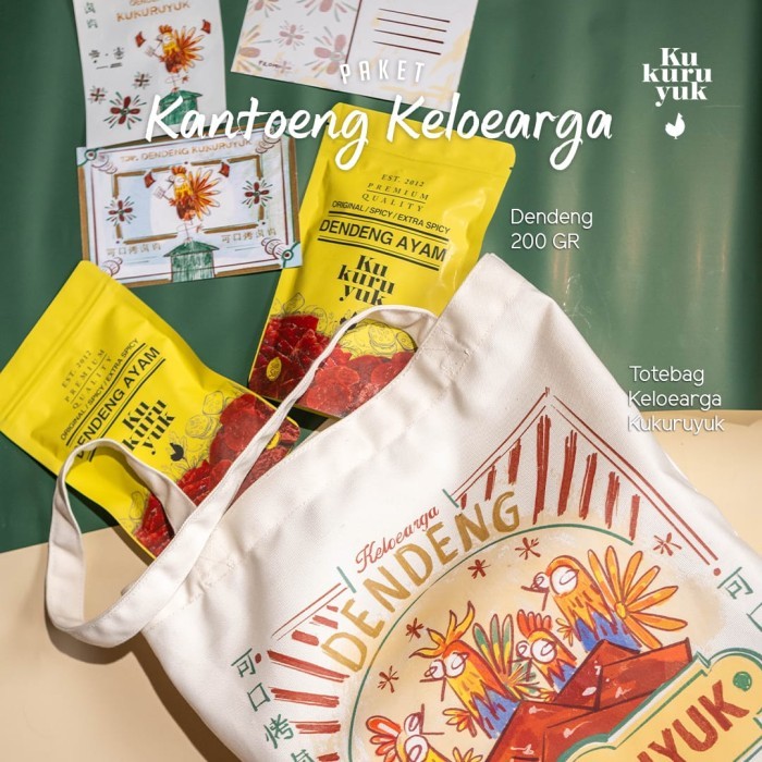 

Merchandise Dendeng Kukuruyuk - Paket Kantoeng Keloearga Totebag
