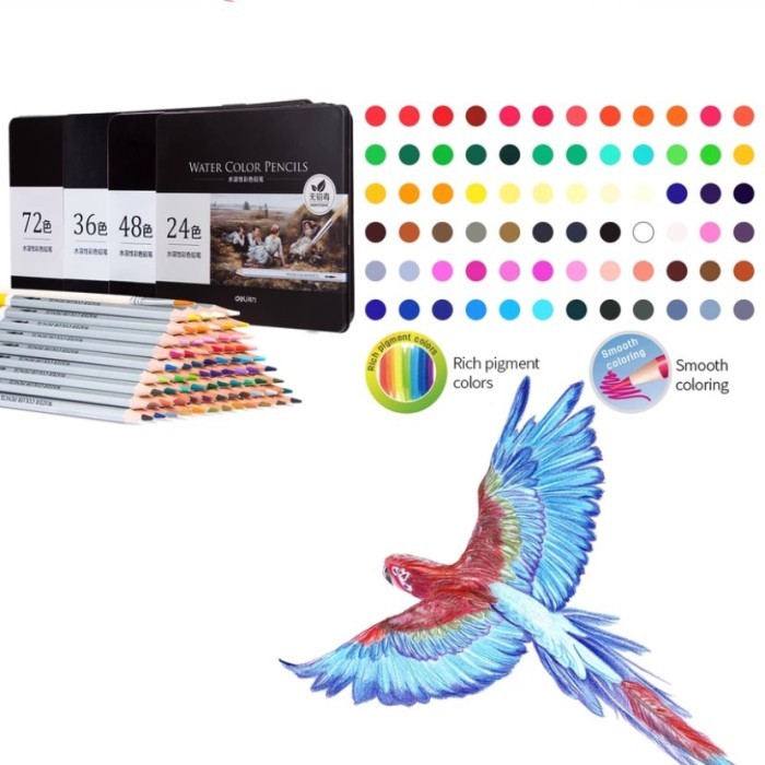 

Deli Water Color Pencils 24/36/48/72 pcs. Pensil Warna Watercolor