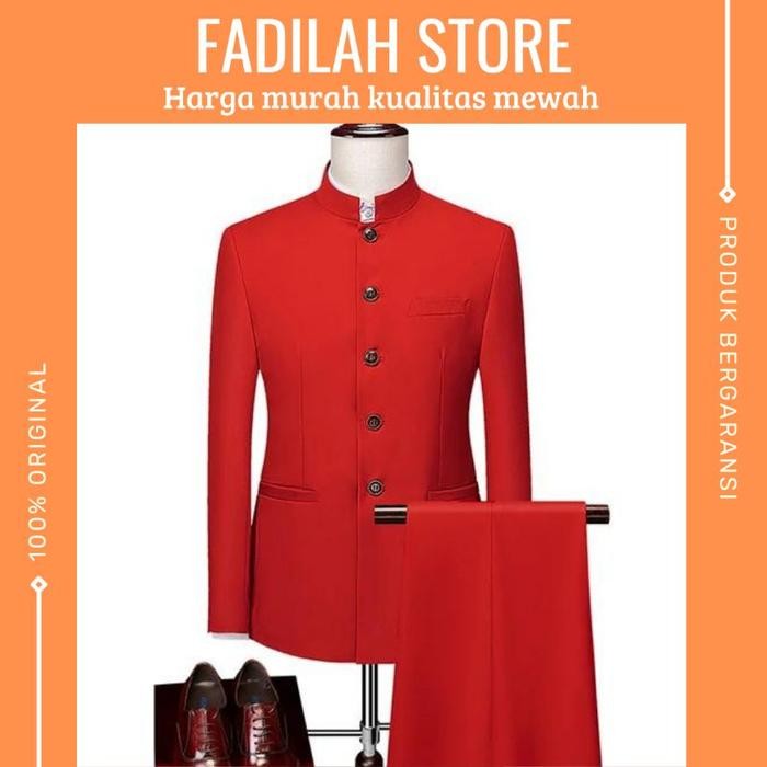 SETELAN JAS MANDARIN / SETELAN JASKO / CELANA BAHAN / CELANA RESMI / JAS DAN CELANA Pria