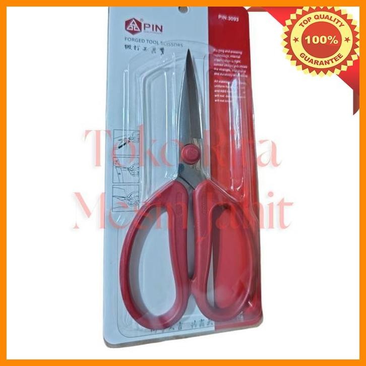 

[RIT] GUNTING KODOK STAINLESS MERK PIN KODE 3093 GAGANG PLASTIK MERAH
