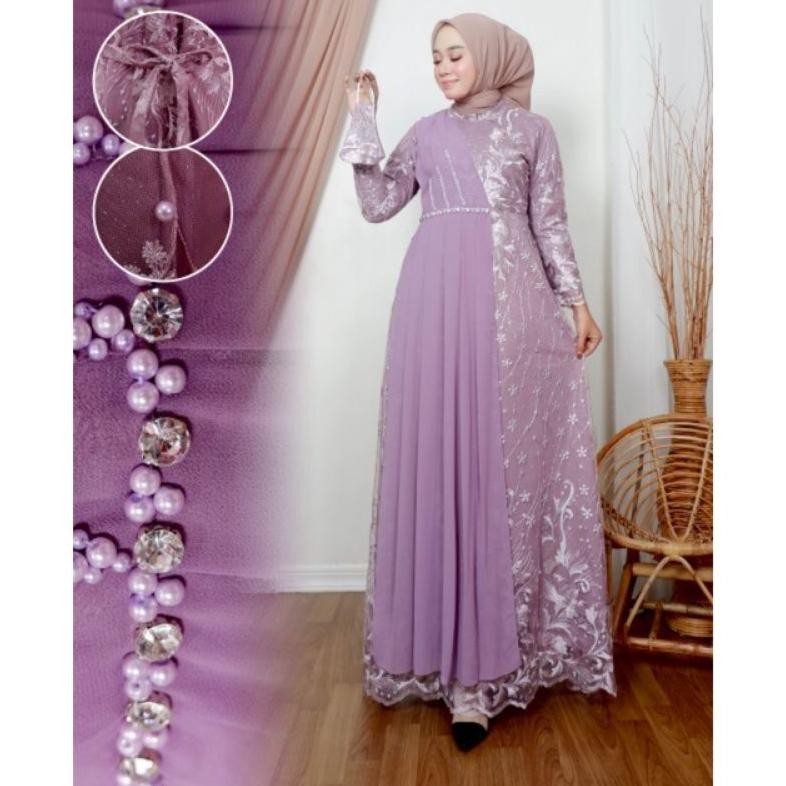 MUSLIM - Gamis Brukat Terbaru Baju Wanita Jumbo Abaya Kebaya Dress Muslim  Camila Kamila Naila  Syar