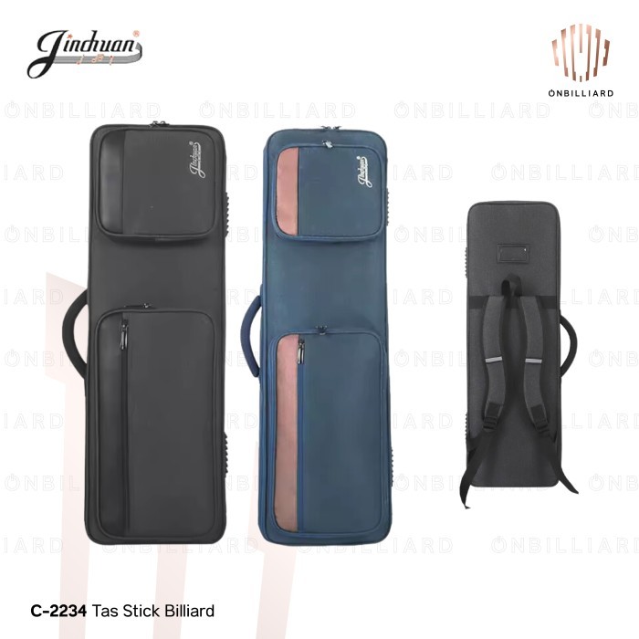 JINCHUAN C-2234 Tas Stick Billiard 3x4 Cue Soft Case 3 Butt 4 Shaft 7 Lubang Sekat Kain Billiard