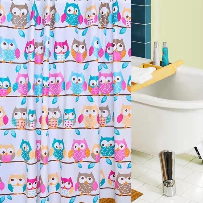 (1 set) Tirai kamar mandi plus Tiang kamar mandi / Tiang gorden+Tirai