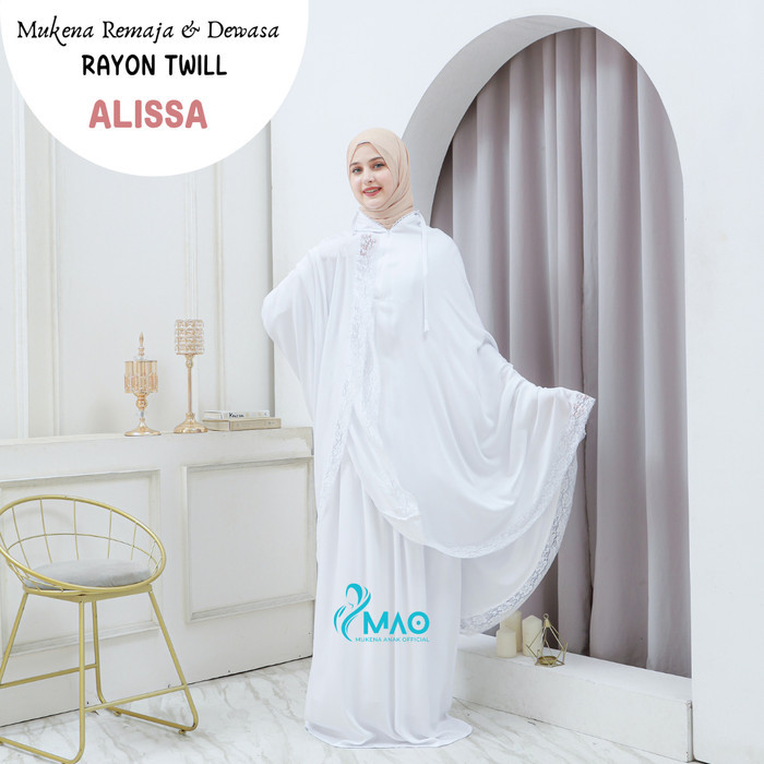 Mukena Umroh Dan Haji Rayon Twill Polos Putih Dan Polos Hitam Renda Alissa Asli 100%