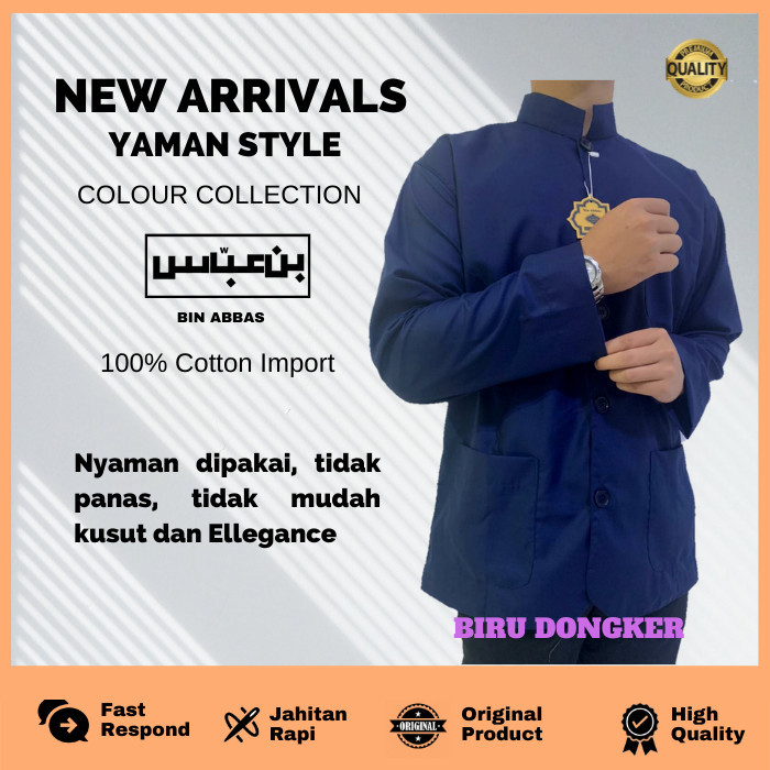 BAJU/KEMEJA KOKO YAMANI HABAIB/HADRAMAUT BIN ABBAS JUMBO BIRU DONGKER