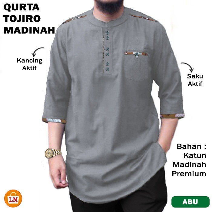 BAJU KOKO PRIA MUSLIM QURTA TOJIRO MADINAH M - XXL LMS 28051 TERMURAH