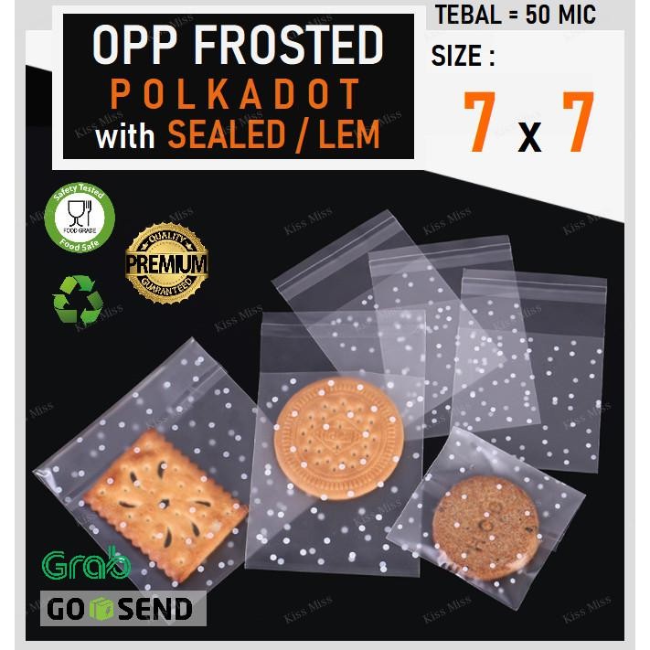 

@#@#@#] Plastik OPP LEM FROSTED POLKADOT - 7x7 - kemasan cookies - kue - tebal