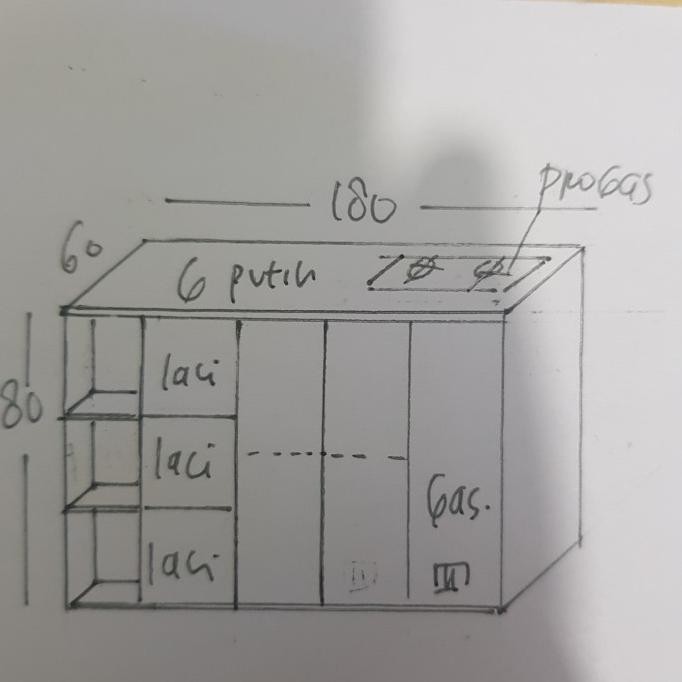 Best Island 180X60X80 Top Table Granit Tile Dan Roda