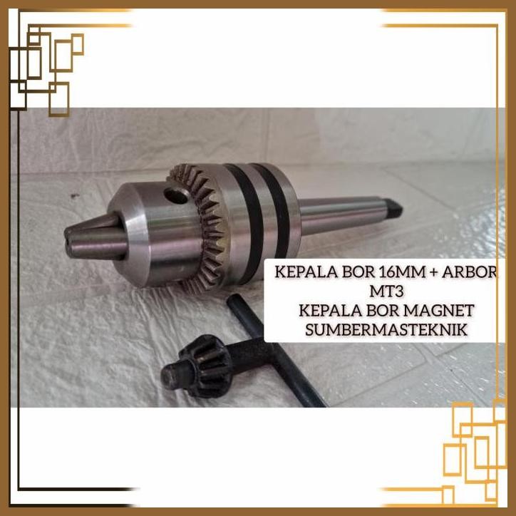 [SMT] KEPALA BOR MAGNET 16MM / CHUCK BOR 16MM SET ARBOR MT3 UNTUK BOR MAGNET