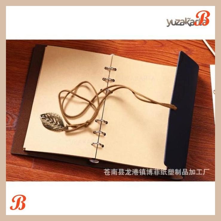 

| YZA | BUKU CATATAN HARIAN AGENDA MEETING BINDER KULIT RETRO LEAF KERTAS A6