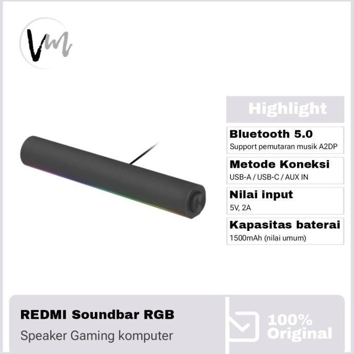 XIAOMI REDMI SPEAKER SOUNDBAR KOMPUTER BLUETOOTH AUX KONEKSI DESKTOP LAPTOP GAMING RGB COMPUTER