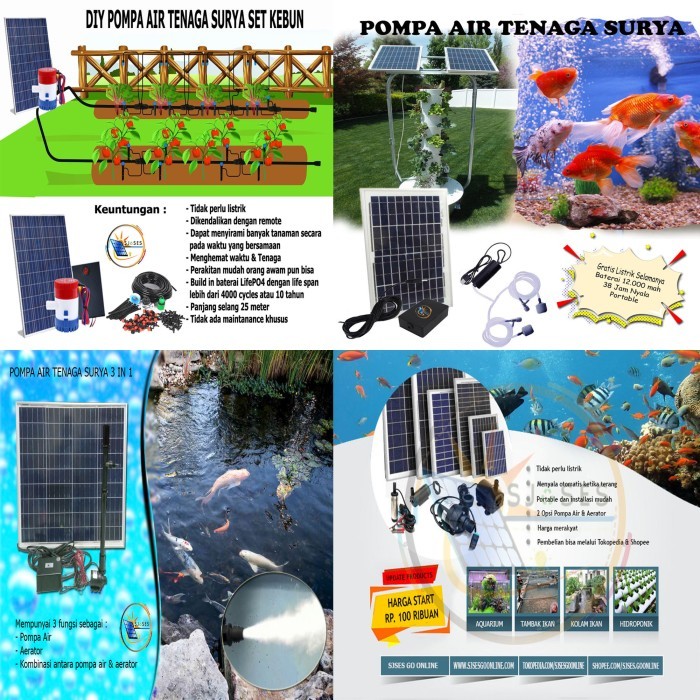 BERKUALITAS Pompa Air Kolam Aquarium Tenaga Surya Mini