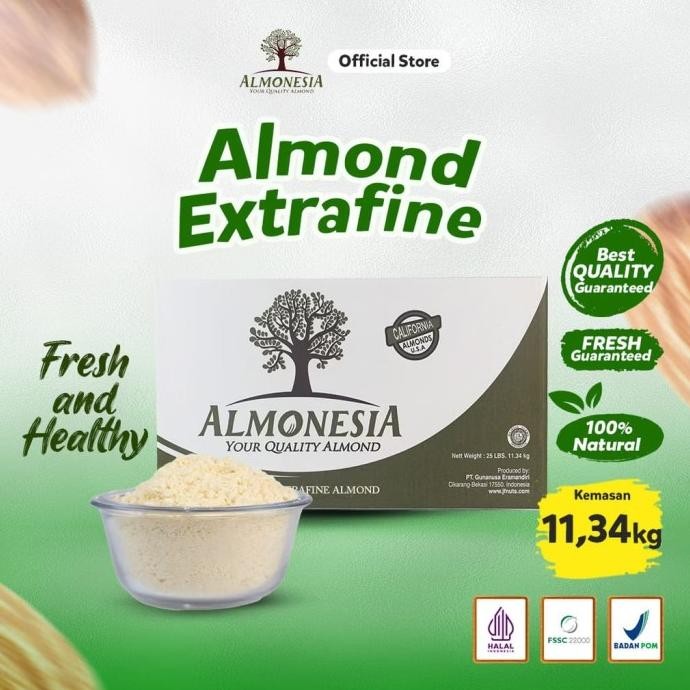 

Almond Bubuk Almonesia Repack(100g/500g/1kg) Berkualitas