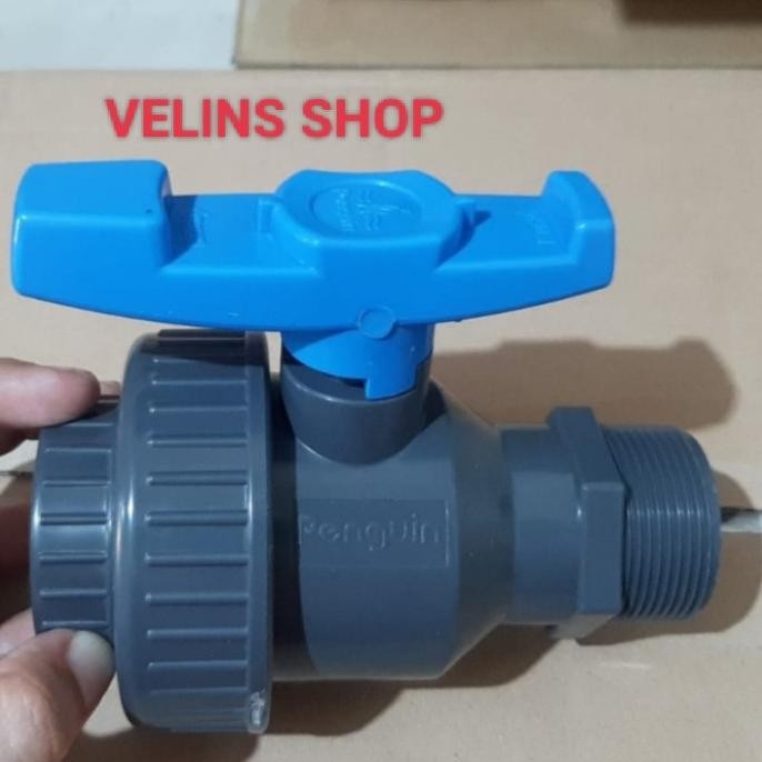 Stop kran WATER MUR Drat luar dalam 1 1/2 INCH ORI PENGUIN