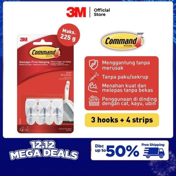 Sale Command 3 M Gantungan Small Wire Hook dengan Perekat Kuat 17067