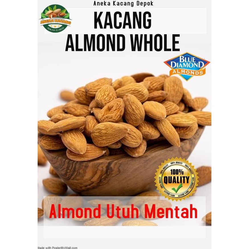 

Kacang almond mentah(raw)blue diamond 1kg Berkualitas