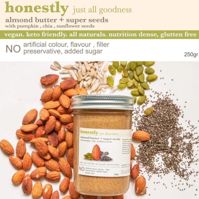

Honestly Almond Butter - Super Seeds - Chia Pumpkin Sunflower Seeds Berkualitas