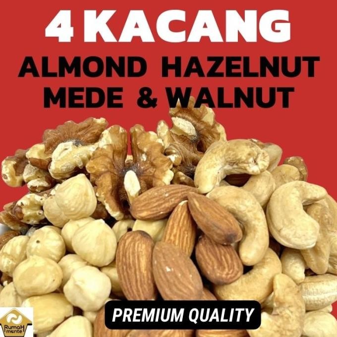 

MIX 4 NUTS 1KG Kacang Mete Almond Hazelnut Walnut (READY TO EAT) Berkualitas
