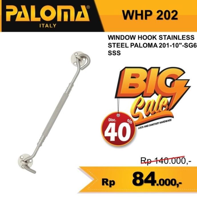 Sale PALOMA Window Hook WHP 202 Stainless 10" Hak Angin Penahan Jendela