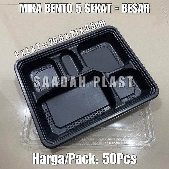 (ISI 50) MIKA BENTO 5 SEKAT BESAR / TRAY BENTO / BOX NASI KOTAK MAKAN