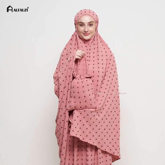 ALFAUZI - MUKENA DEWASA CRINKLE DOT TWOTONE URAGIRI AIRFLOW PREMIUM