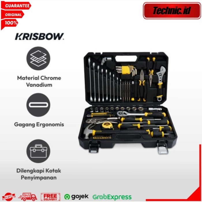 Tool Kit Set Krisbow Set 78 Pcs Tools Box Perkakas Mekanik Multifungsi Perkakas Rumah Perkakas