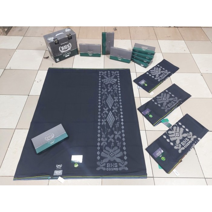 SARUNG BHS COSMO SILVER HITAM POLOS