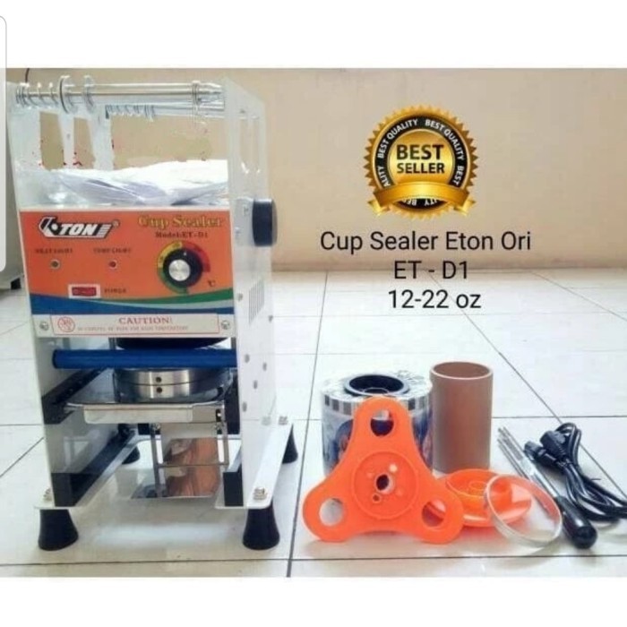 ETON : MESIN CUP SEALER MANUAL ALAT PRESS GELAS PLASTIK ET D1 12-22OZ