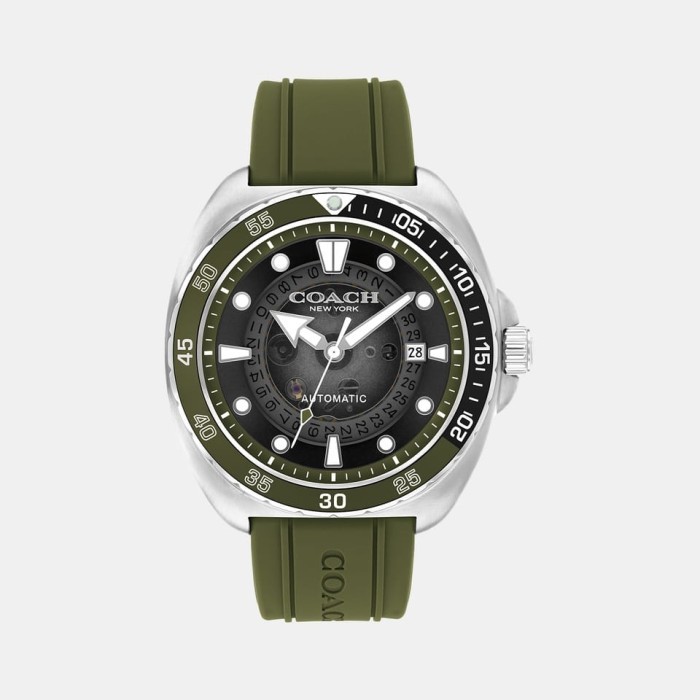 Jam tangan Pria Coach Automatic Watch 44mm Rubber Green