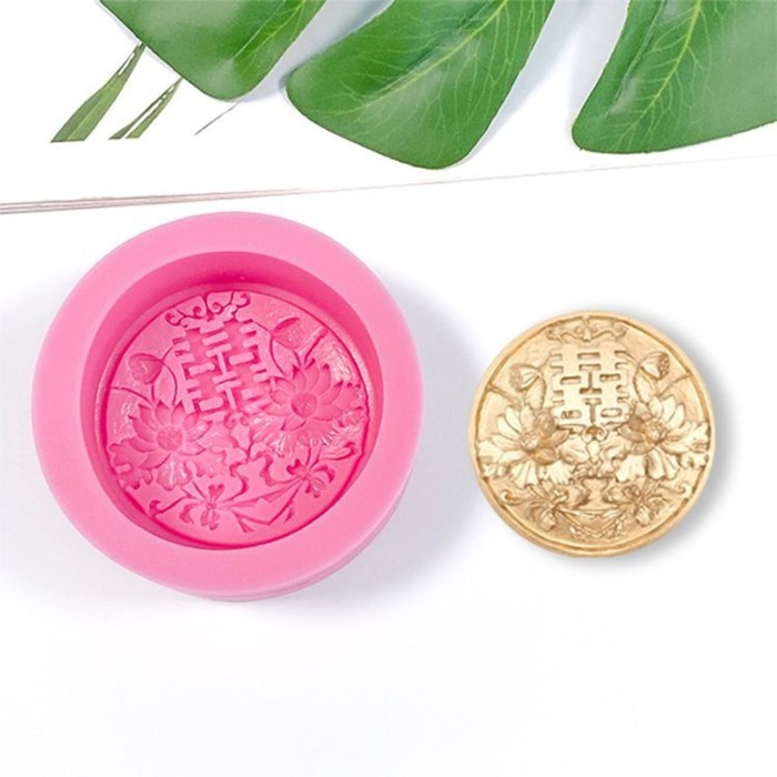 

BEST SILICONE MOLD CHINESE EMBOSSED LOTUS FLOWER FU HAPPINESS CHOCOLAT MOLD
