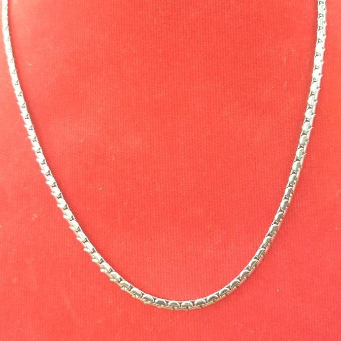 kalung besi putih pria model rantai gepeng, besi putih asli ambon