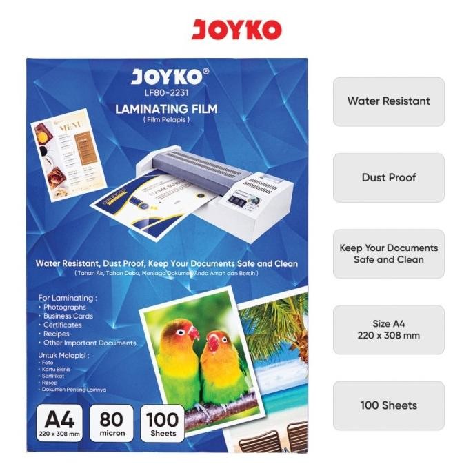 

Diskon Laminating Film Plastik Laminating Joyko Lf80-2231 Ukuran A4 100 Sheets Berkualitas