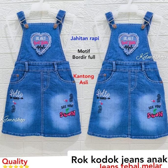 RKPD/WEARPACK/OVERALL/JUMSUIT/ROK KODOK PENDEK JEANS ANAK PEREMPUAN/FASHION JEANS/BAJU ANAK JEANS 3-