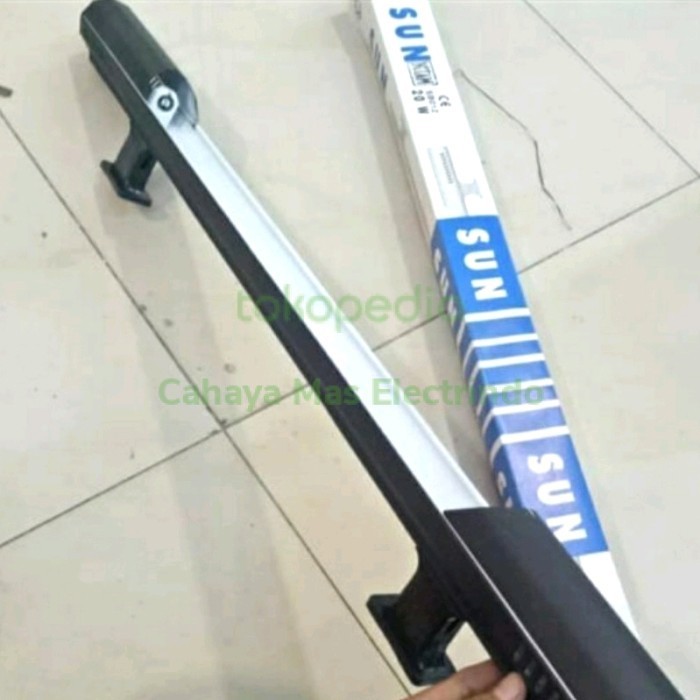 Kap Lampu TL Bambu 1x18W segi 8 merk SUN 60cm / Housing T8 Bambu 8W