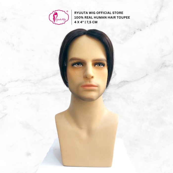 Toupee Topper Human Hair Pria Wanita Bisa Pindah Belahan